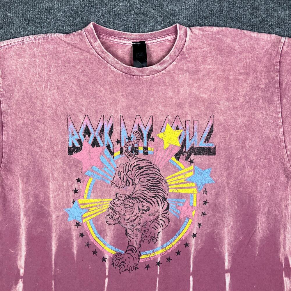 Sweet Claire T-Shirt Mens Size S/M Pink Tiger Graphic Tee Rock My Soul Retro‎